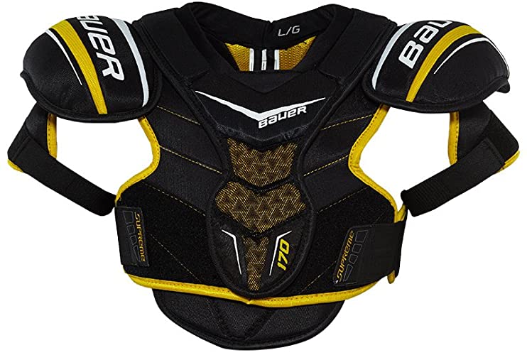 New Bauer Supreme 170 Ice Hockey Shoulder Pads Big Kids Large Black/Yellow