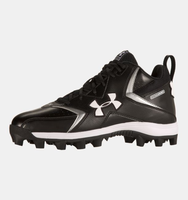 New Under Armour Adult Hammer II Mid Football Cleat Men 7.5 Black/White
