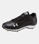 New Under Armour Men's Clean Up Mid ST Metal Baseball Cleats Black/White 9