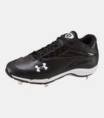 New Under Armour Men's Clean Up Mid ST Metal Baseball Cleats Black/White 10.5