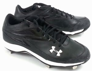 New Under Armour Men's Clean Up Low ST Metal Baseball Cleats Black/White 9