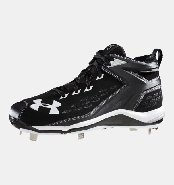 New Under Armour Yard II 5/8 ST Mens Size 16 Black/White Baseball Cleats