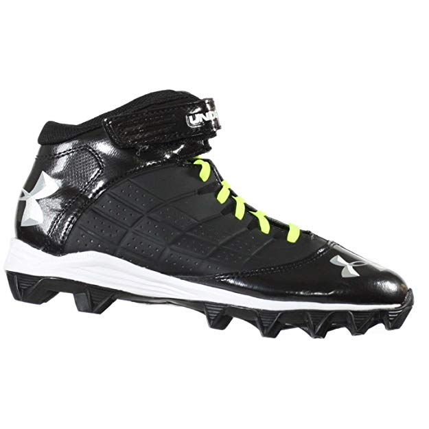 New Under Armour Boy's 11k Crusher Mid Football Cleat Black/White