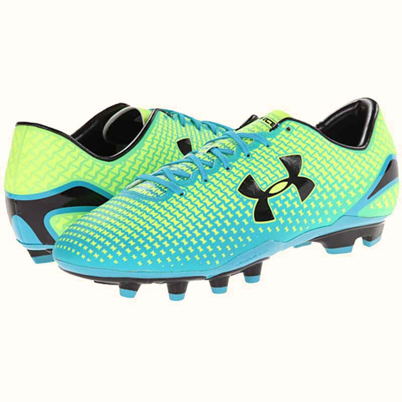 New Under Armour Speed Force FG Size Mn 11 Teal/Yellow Molded Soccer Cleat