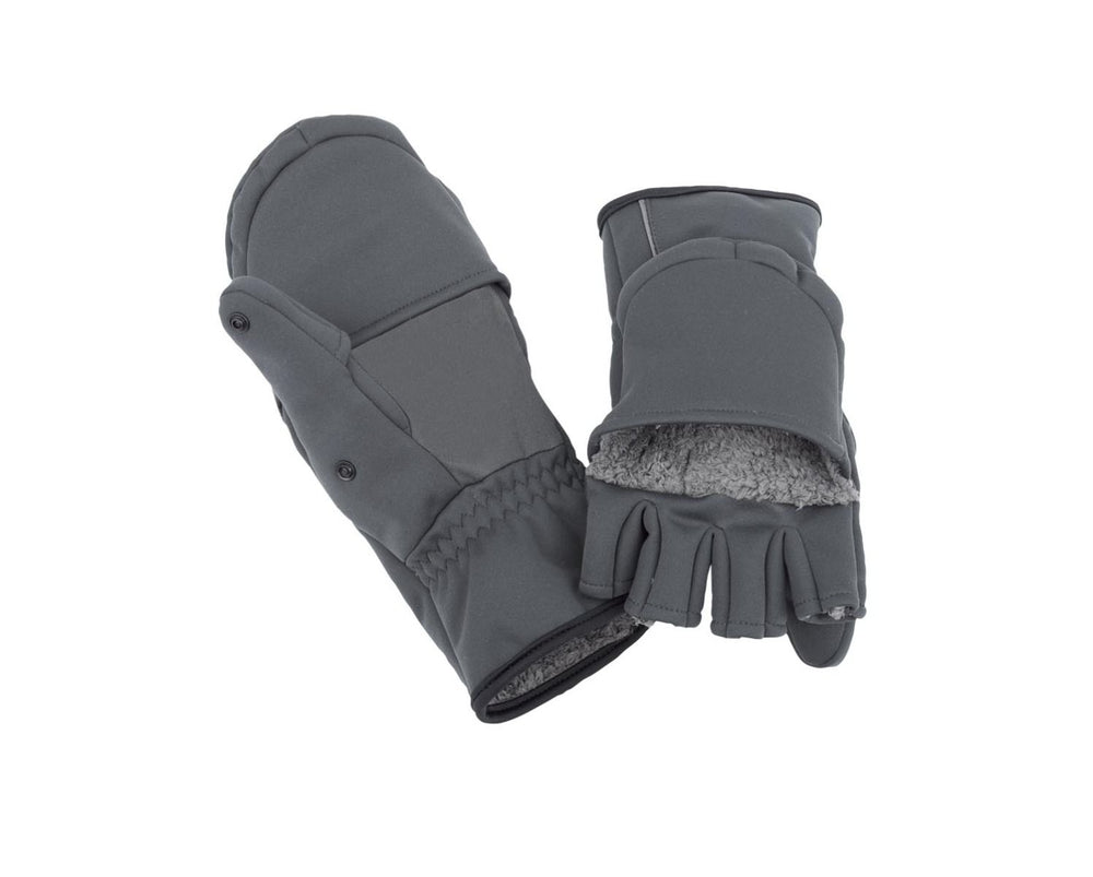 New Simms Men's Guide Windbloc Foldover Mitt Gray Large 4 Way Stretch