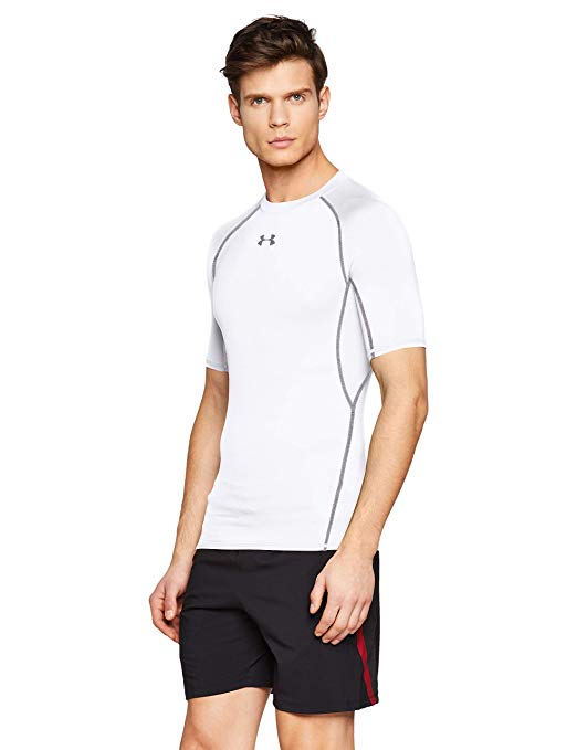 New Under Armour Men's XXL HeatGear White/Gray Short Sleeve Compression Shirt