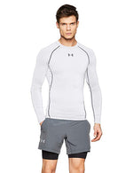 New Under Armour Men's Sm HeatGear Wht/Gry Armour Long Sleeve Compression Shirt