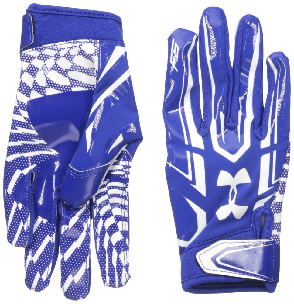 New Under Armour Boys F5 Football Gloves Large Royal/White