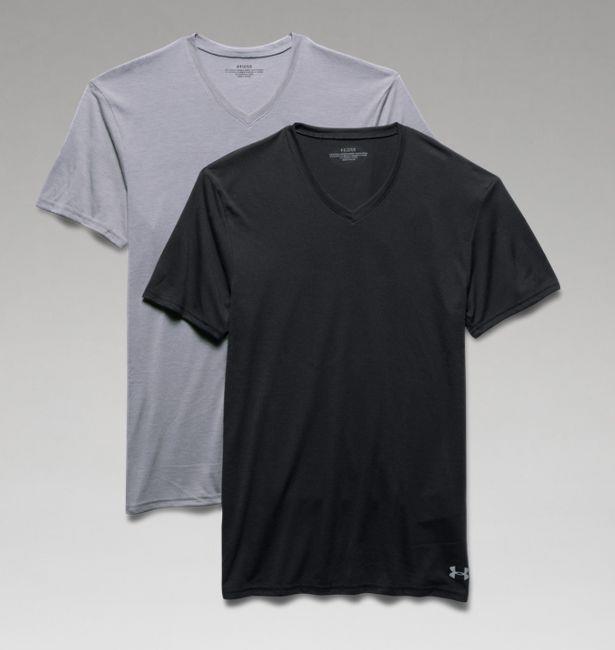 New Under Armour Men's Core V-Neck Undershirt (2 Pack) Medium Gray/Black
