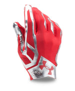 New Under Armour Men's Small Spotlight Football Gloves Red/Chrome Speedform