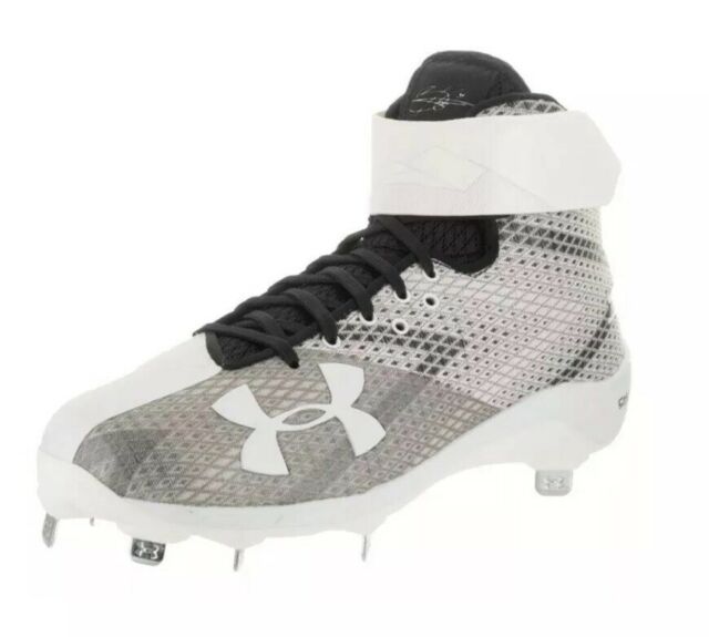 New Under Armour Men's 12.5 Harper One Baseball Metal Cleats Gray/White