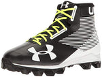 New Under Armour Mid RM Junior Football Cleats Blk/Wht Youth 4.5