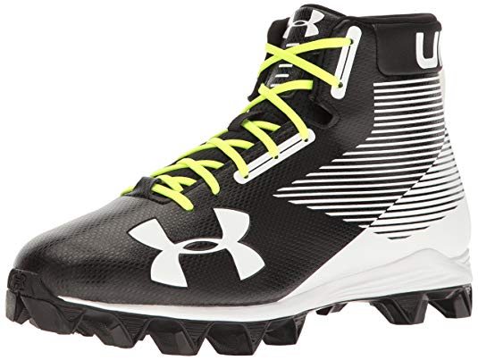 New Under Armour Hammer Mid RM Molded Football Cleats Blk/Wht 10.5M