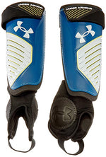 New Under Armour Men's Contest Shin Guards Blue/White/Yellow Small