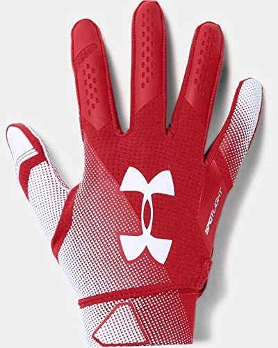 New Under Armour Men's Small Spotlight Football Gloves Wrist Red/White