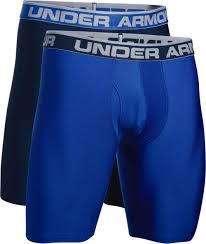 New Under Armour O-Series Boxerjock -2-Pack 9 Inch Men's Medium Blue/NavyGray