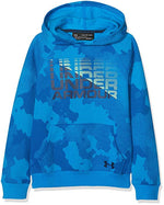 New Under Armour Boys Rival Wordmark Hoodie Youth X-Large Blue Circuit/Academy