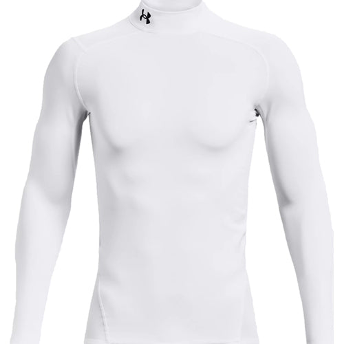 New Under Armour ColdGear Long Sleeve Mock Shirt Men's Medium White/Black