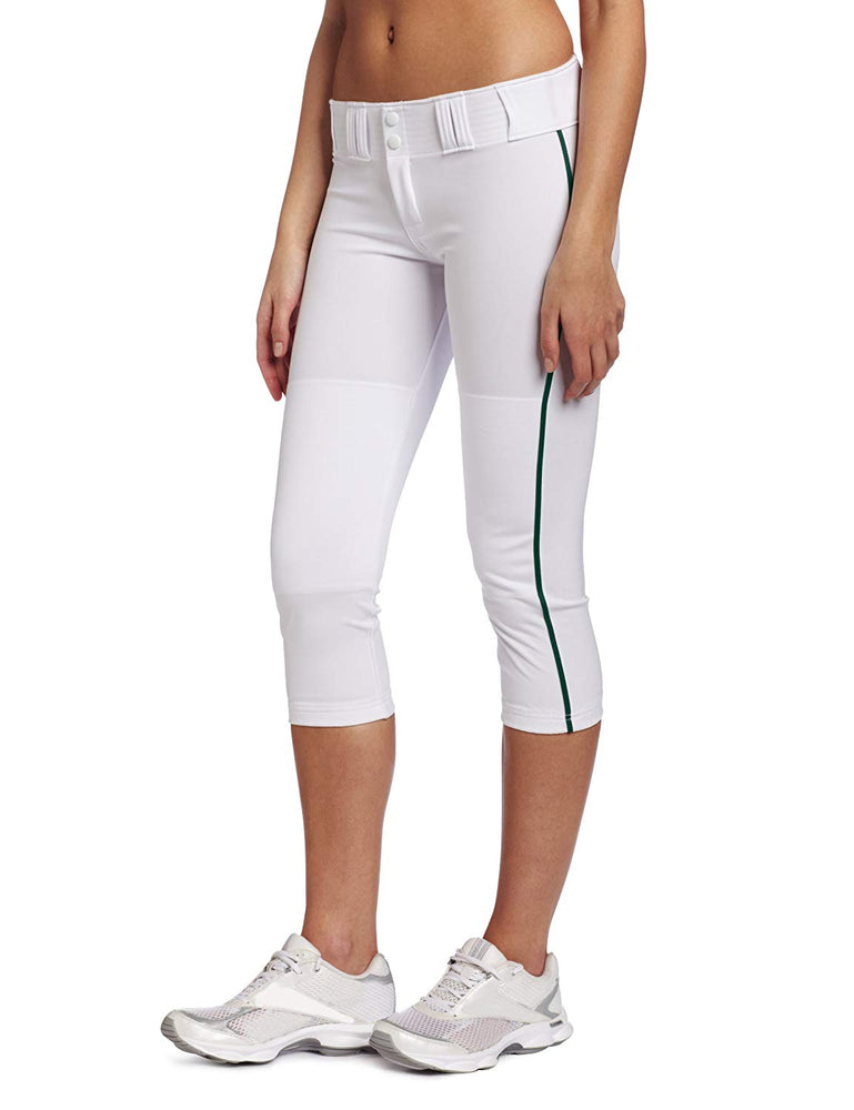 New Easton Womens Pro Pants With Piping White/Green Large Softball Pants
