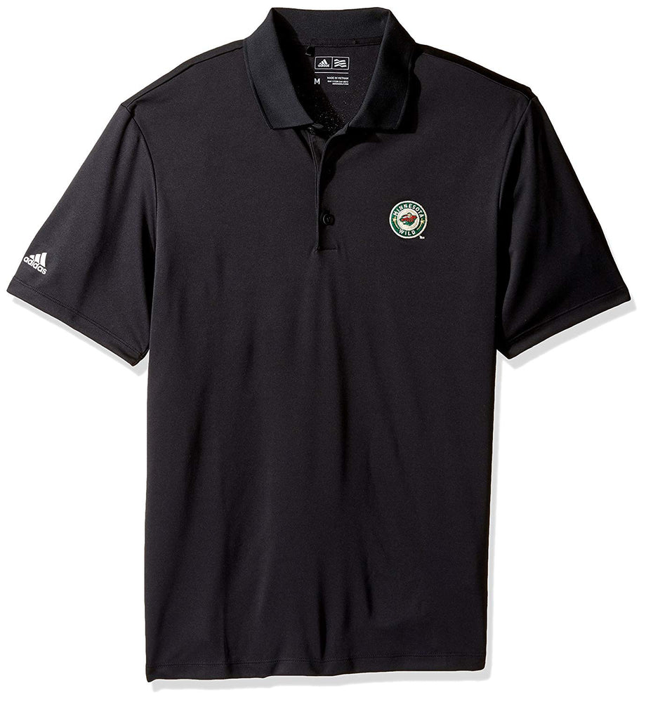 New Adidas Performance Polo Minnesota Wild Black Small 100% Polyester