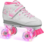 New Roller Derby Girls Sparkle Lighted Wheel Roller Skate Size 13 White & Pink