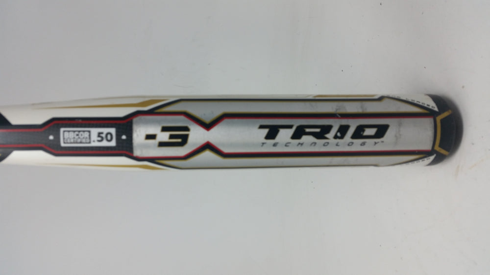 Used Rawlings Trio BBTRI3 33/30 BBCOR Baseball Bat Black/White/Gold