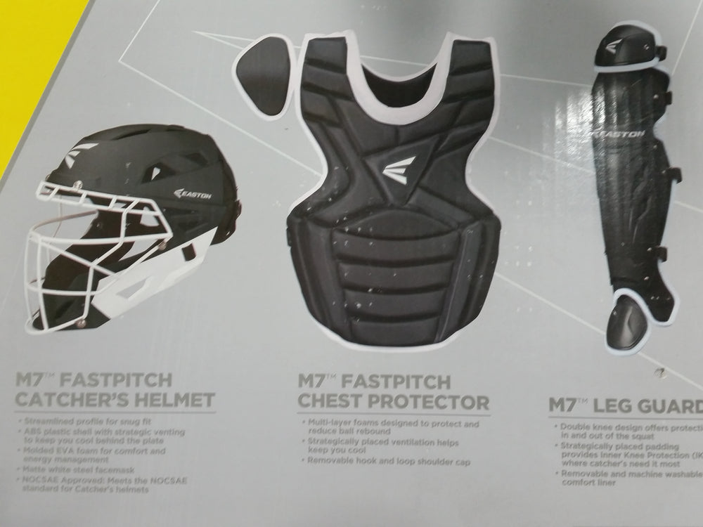 New Easton M7 Fastpitch Series Youth Catchers Kit Complete Set Black/White