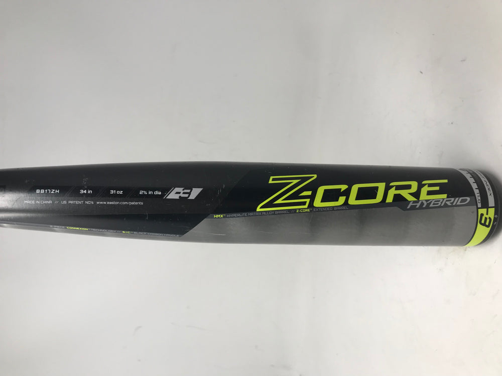 Used Easton BB17ZH 34/31 Z-Core Hybrid Baseball Bat 2 5/8"Black/Silver