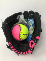 New Worth FPX110P Black/Pink 10-Inch Glove with Ball Fastpitch Glove Black/Pink