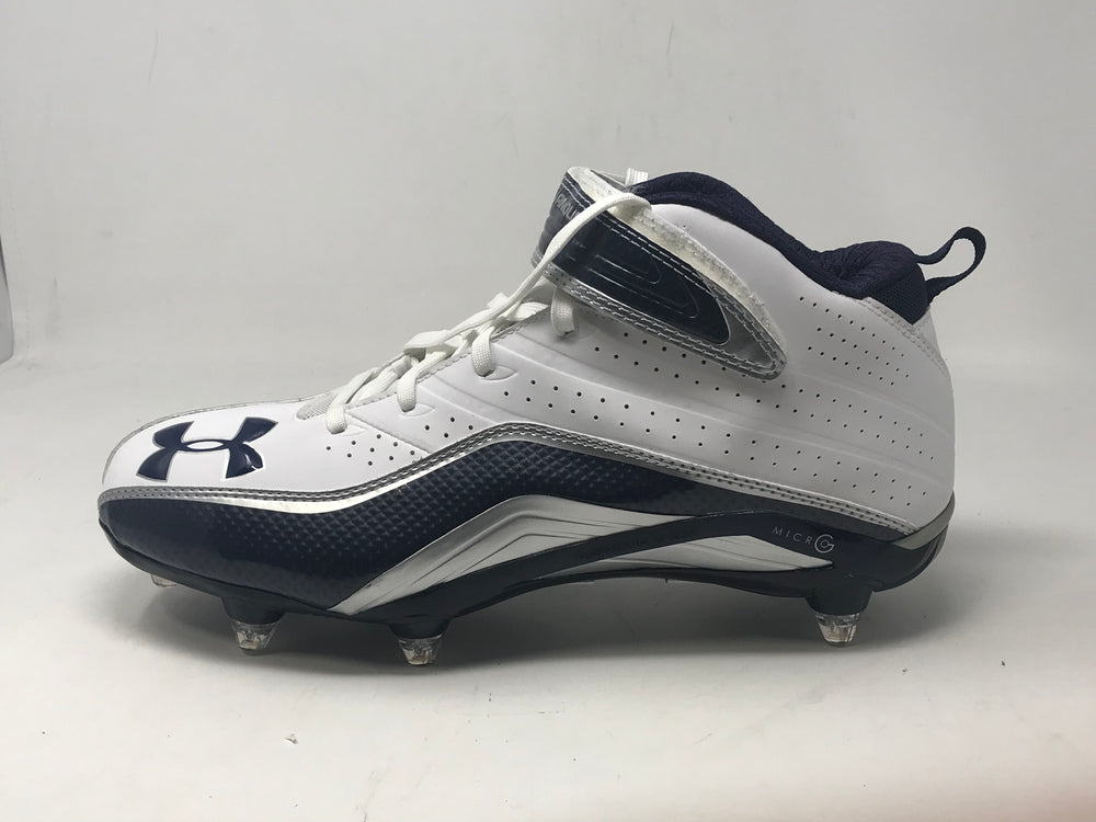 New Under Armour Fierce III Mid D Men Size 12 Wht/nvy Football Detachable Cleat