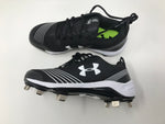 New Under Armour Women's Glyde ST Softball Size 7.5 Black/White Metal Cleats