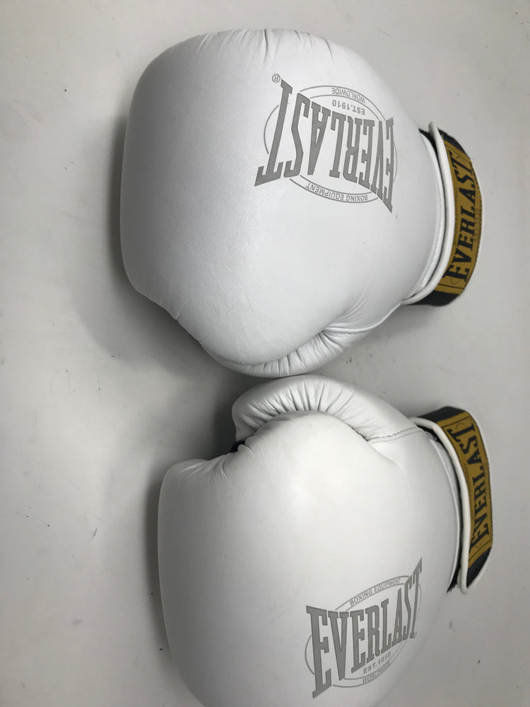 New Other Everlast 1910 Classic Training Leather Boxing Gloves White 14 ounces