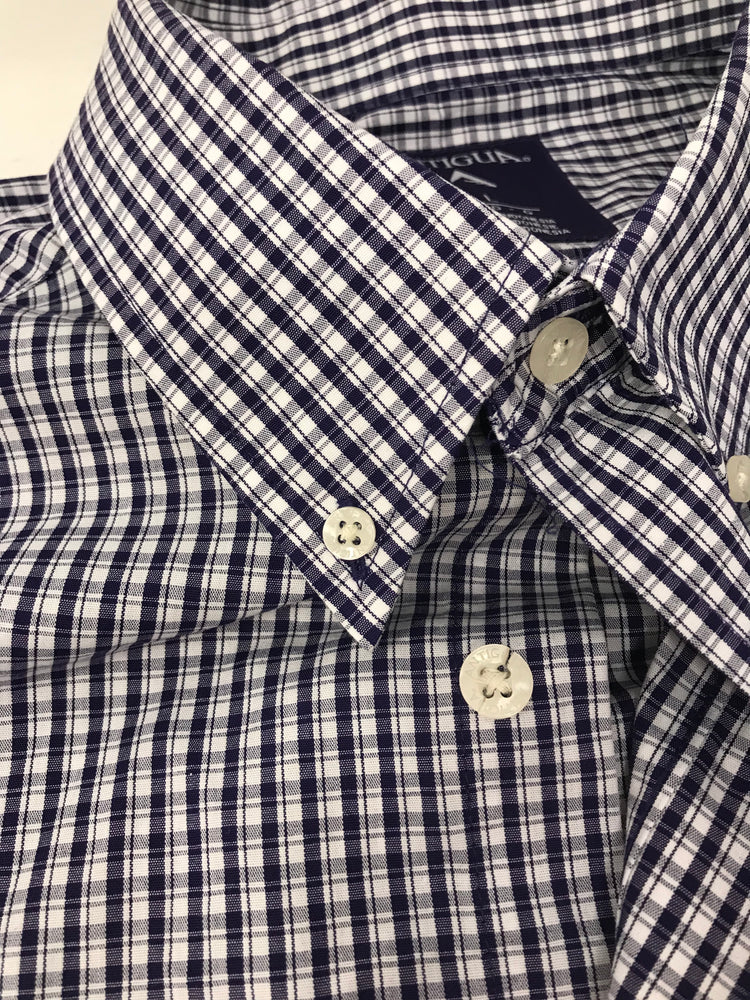 New Other Antigua Plaid Dress Shirt Large Navy