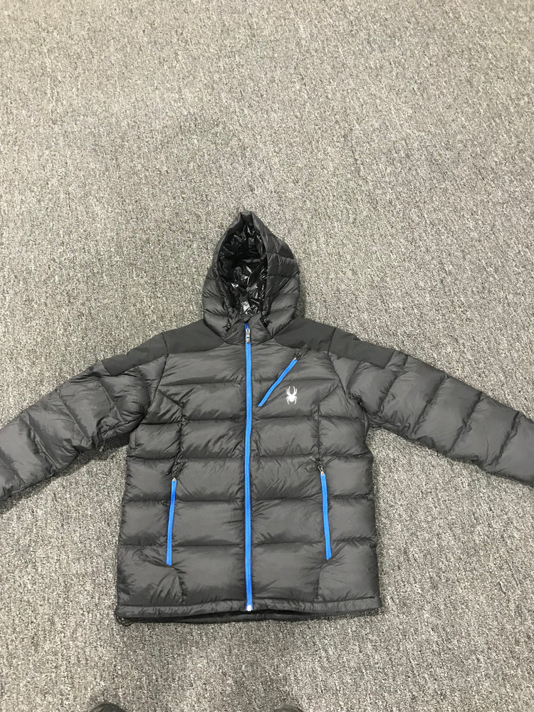 Used SPYDER Men’s L Gry/Blu Full Zip up insulated Cold Weather Hoodie Jacket