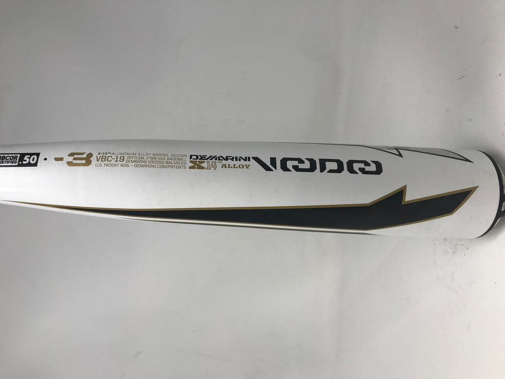 Used Demo DeMarini VBC-19 33/30 Voodoo BBCOR Baseball Bat 2 5/8" 2019 White/Blk