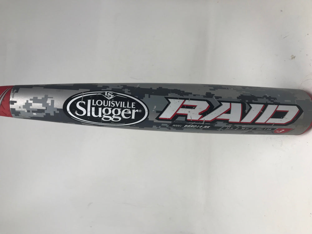 Used 33/30 Louisville Slugger Raid BBCOR Baseball Bat BBRD14-RR -3 2014 2 5/8"