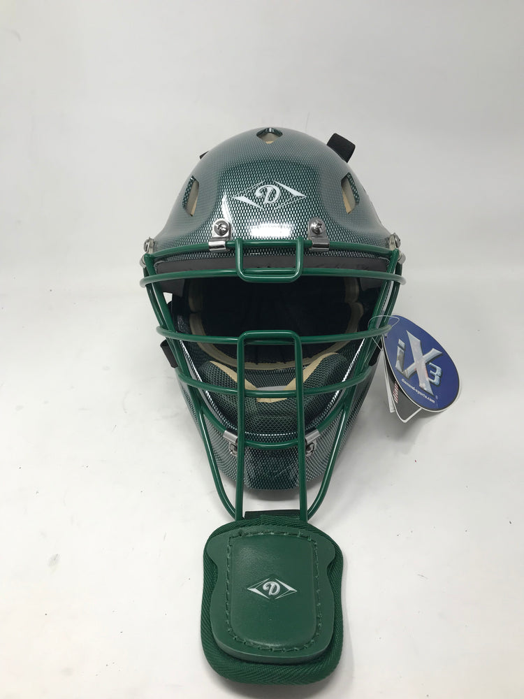 New Diamond DCH-Edge IX3 Small (6 1/2 -7)Catcher's Helmet Grn/Silver Facemask