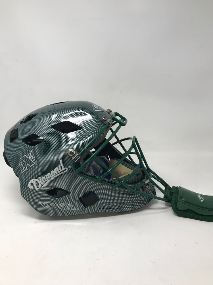 New Diamond DCH-Edge IX3 Small (6 1/2 -7)Catcher's Helmet Grn/Silver Facemask