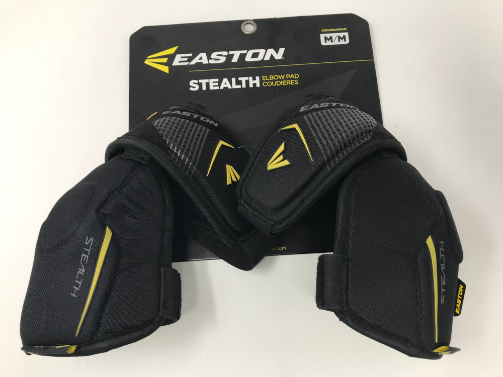 New Easton Stealth Elbow Pad Black/Yellow 6057532 1 Pair Medium Adult