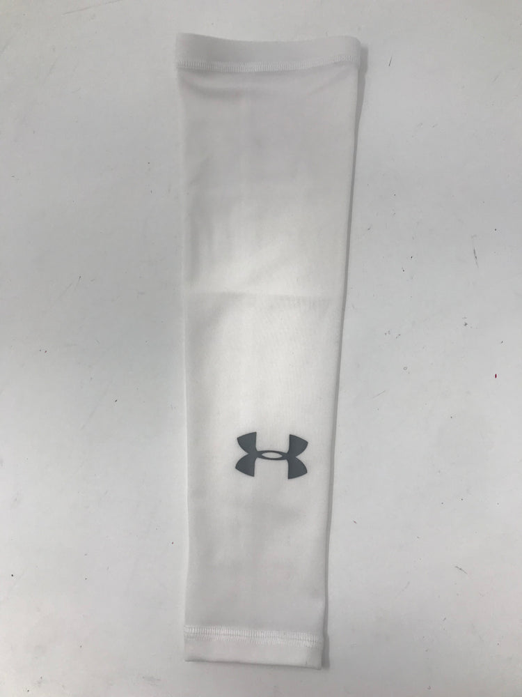 New Under Armour Compression Arm Sleeve White/Silver Small/Medium