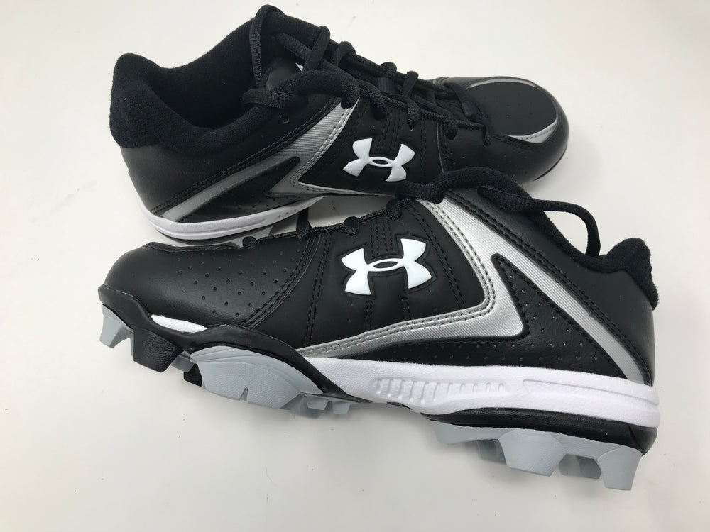 New Under Armour Leadoff II Low Junior Black/White Sz 3Y Molded Baseball Cleats