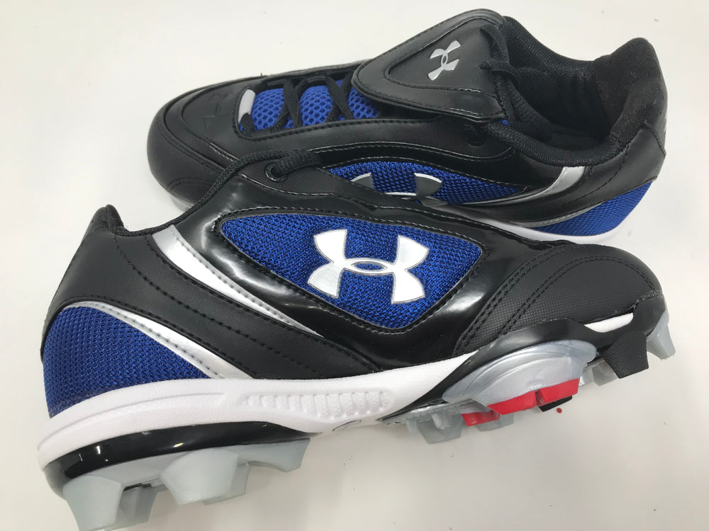 New Under Armour Women's Glyde Softball Size 7.5  Black/Royal Moldedl Cleats