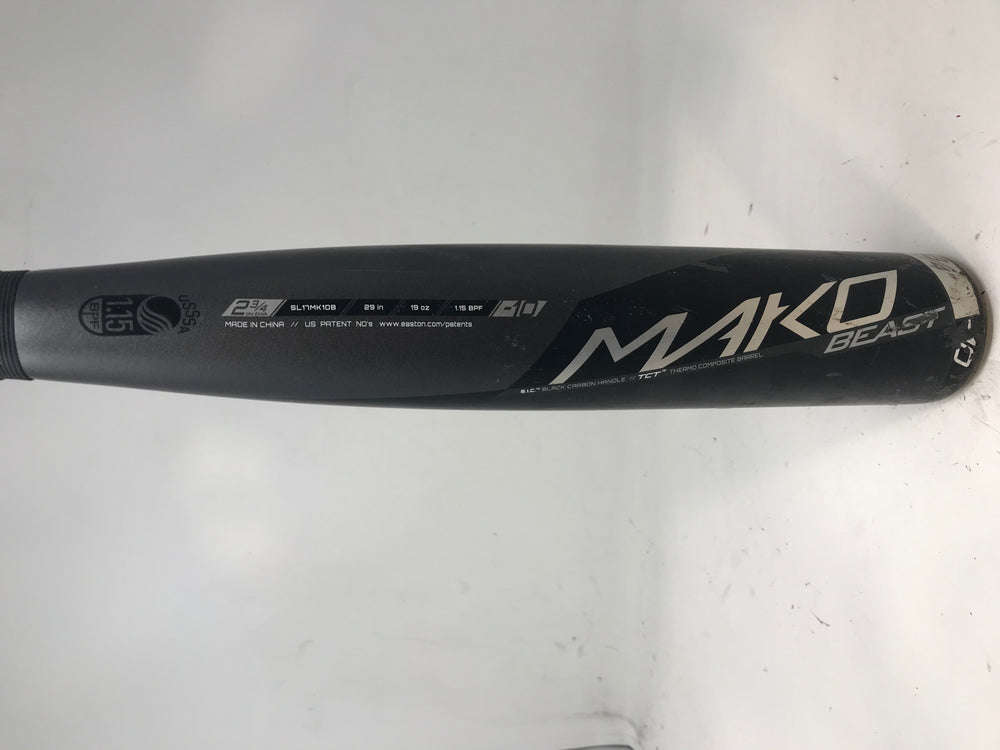 Used1 Easton SL17MK10B 29/19 Mako Beast Senior League Baseball Bat 2 3/4" Black