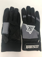 New Turbo Slot Adult Medium Black/Gray Baseball Batting Gloves