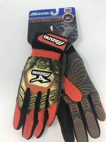 New Mizuno TechFire Adult Batting Glove G2 Medium Orange/Gray
