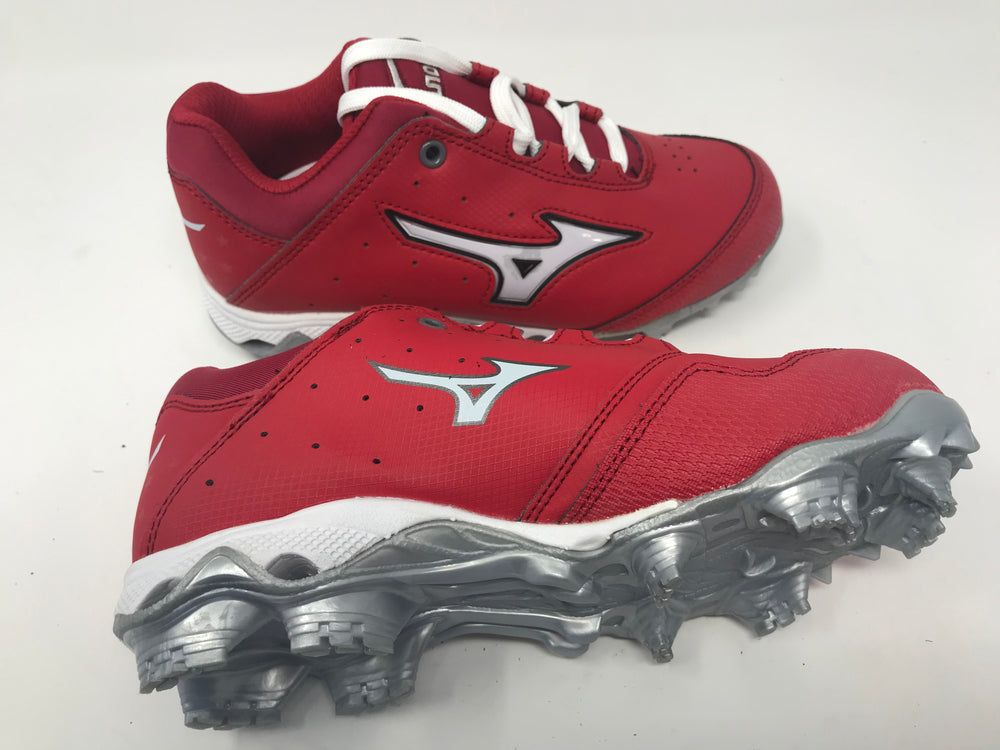 New Mizuno Finch Elite Switch 320455 Softball Cleats Womens 5.5 Red/White Molded
