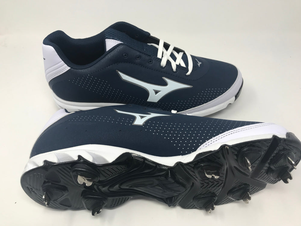 New Mizuno Vapor Elite 7 Size Mens 12.5 Baseball Metal Cleats Navy Whi PremierSports