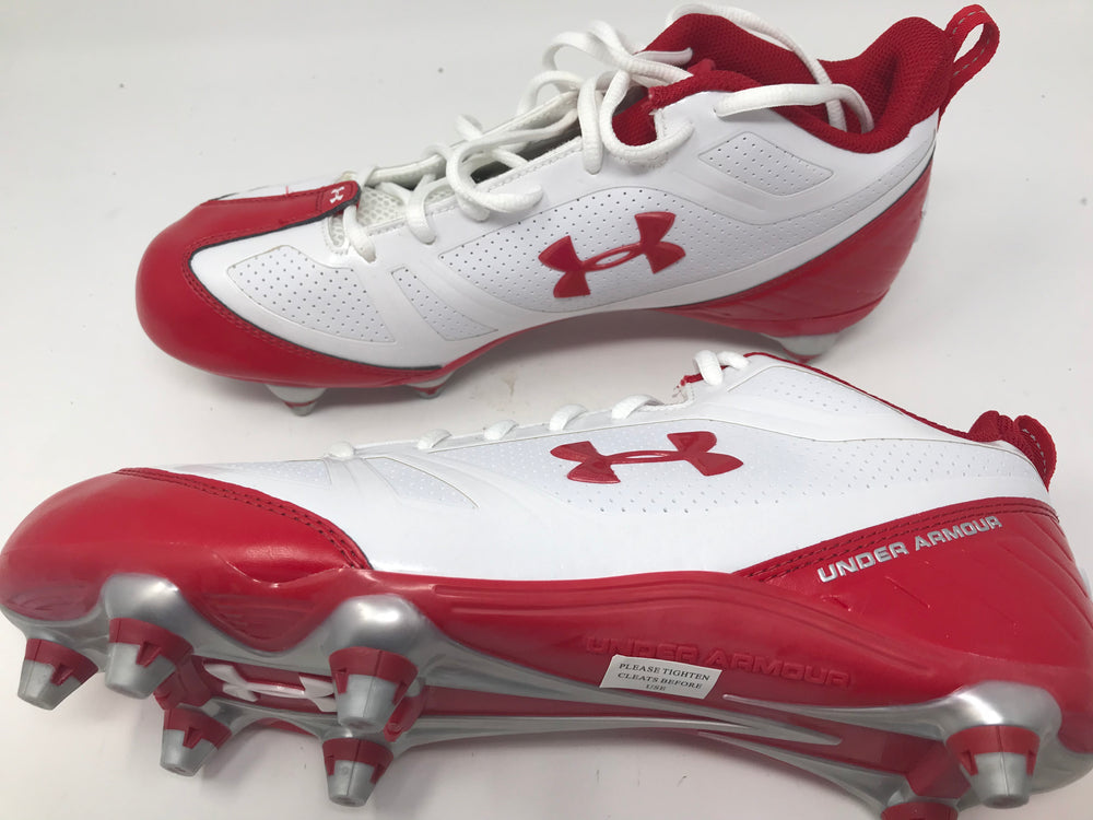 New Under Armour Proto Speed Mid D Mens Size 12 Football Cleats Red/White