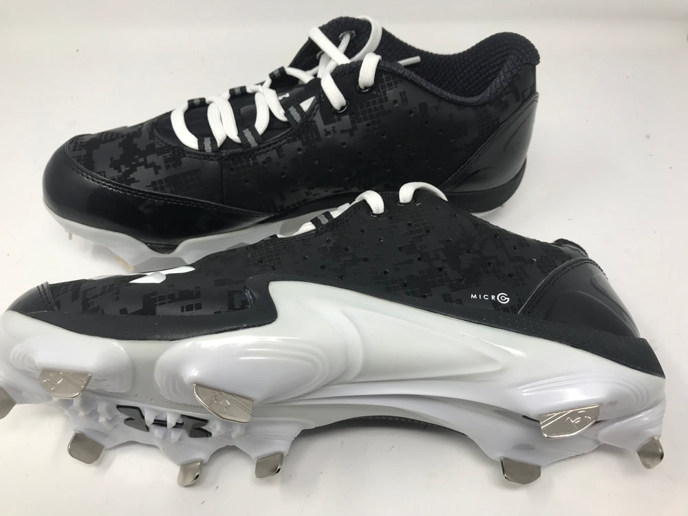 New Under Armour Men's Natural Low ST Metal Baseball Cleats Black/White Men 11