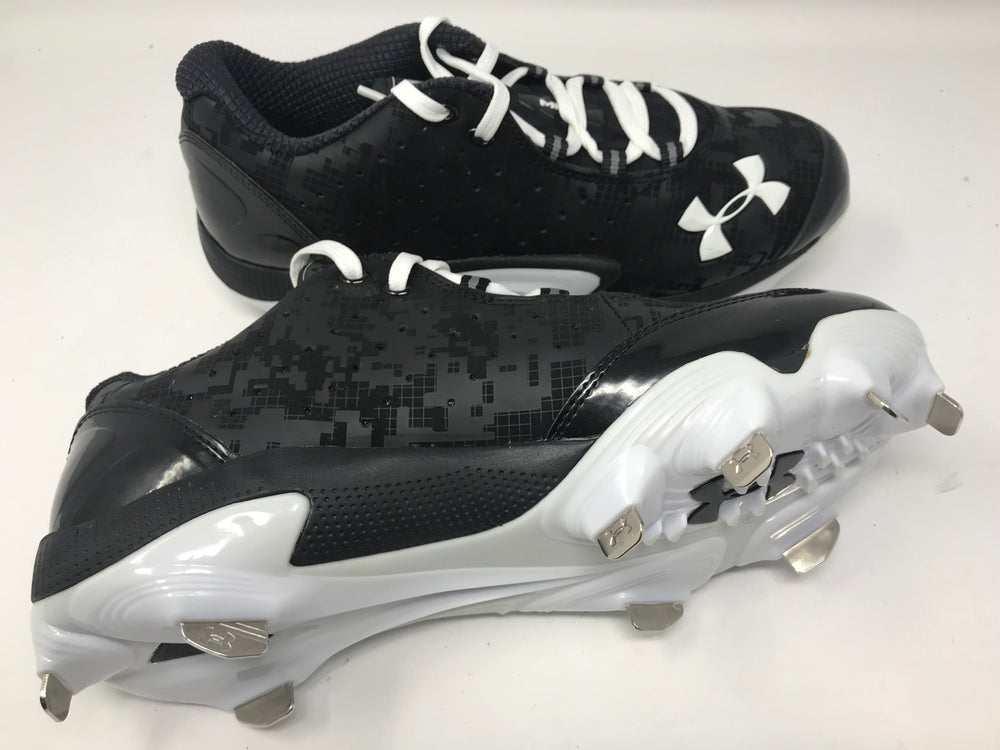 New Under Armour Men's Natural Low ST Metal Baseball Cleats Black/White Men 11